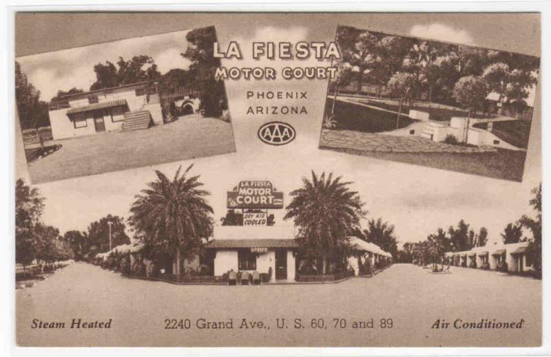La Fiesta Motor Court Motel US 60 70 Phoenix Arizona postcard