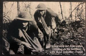 Mint USA Real Picture Postcard Barbed Wire Cut Americans On Germans Hand Grenade