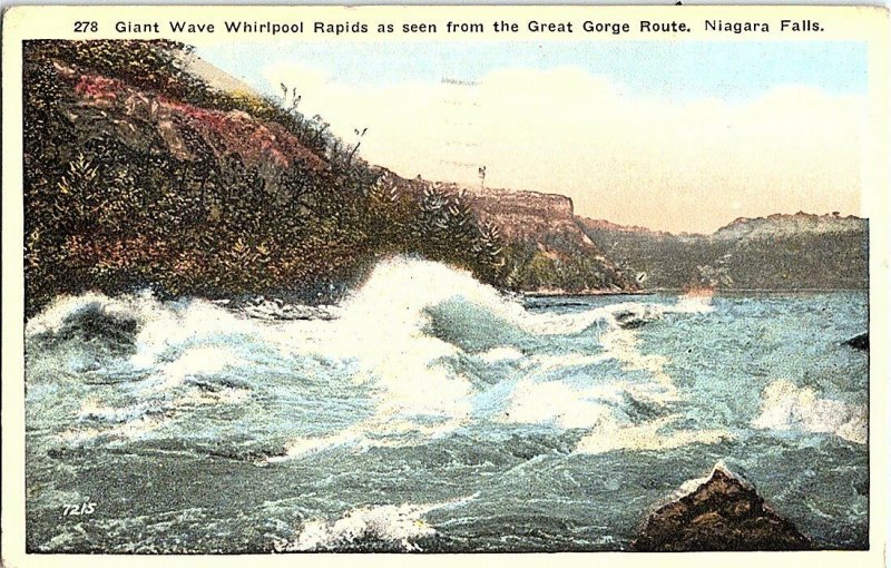 Giant Wave Whirlpool Rapids Niagara Falls Vintage Postcard Standard View Card  