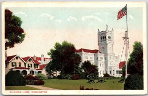 Soldier's Home Washington WA Flagpole Landscaped Grounds Postcard