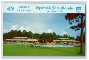 Vintage Spanish Fort Motels Mobile Alabama Canada Postcard P191E