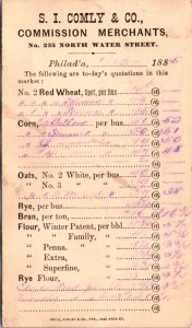 1885 Receipt PC S.I. Comly & Co Commission Merchants Philadelphia, Pennsylvania