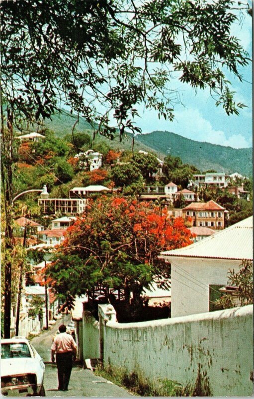 St Thomas US Virgin Islands Caribbean Street View Postcard Koppel VTG UNP 