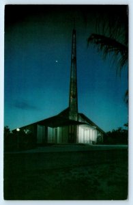 STUART, Florida FL ~ Night View FIRST UNITED METHODIST CHURCH 1977? Postcard