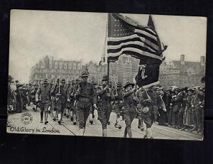 Mint US Army RPPC Postcard Old Glory Marching in London England WW1