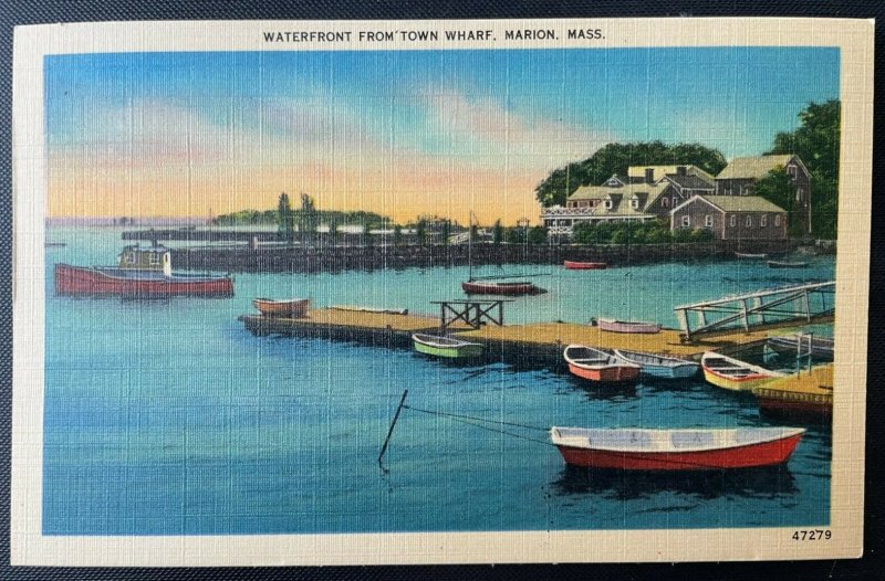 Vintage Postcard 19301945 Town Wharf Waterfront Marion Massachusetts