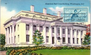 WASHINGTON, DC   American RED CROSS Building  1953  FIRST DAY Stamp  Postcard
