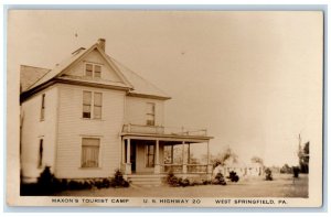 c1920's Maxon's Tourist Camp US Hwy 20 West Springfield PA RPPC Photo Postcard