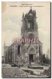 Old Postcard Magnieres L & # 39Eglise After I & # 39Incendie And The Army Bom...