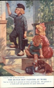 Dutch Boy Painter with Puppy Dog Nat'l Lead Co Advertising c1910 Postcard