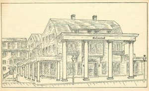 Art Drawing Colonial Hotel Postcard Ocean City Maryland Tingle Printing 21-546