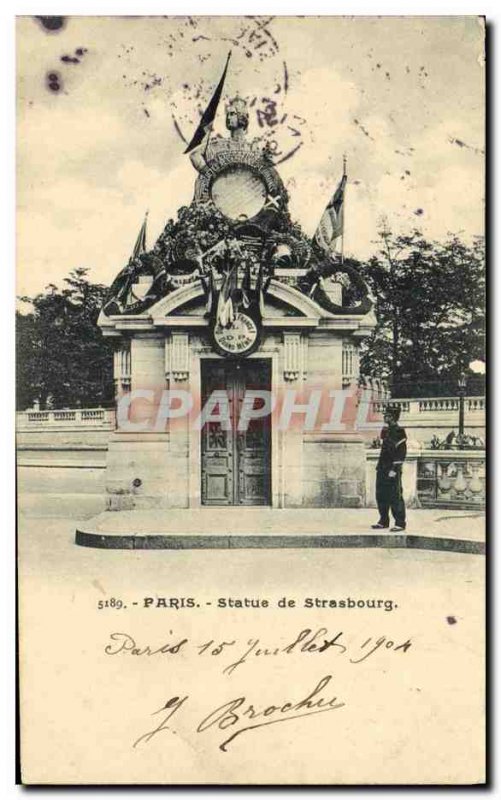 Old Postcard Paris Statue of Strasbourg