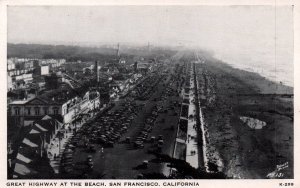 San Francisco, California - Great Highway at the Beach -1920s - Vintage Postcard