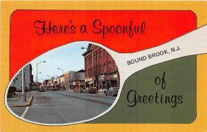 E4/ Bound Brook New Jersey NJ Postcard Chrome Spoon Border Greetings 1974