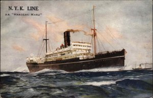 NYK Line Japanese Steamship Lines S.S. Hakozaki Maru c1910 Postcard