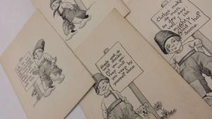 Group Of 8 Dutch Children With Sayings Signs Antique Postcards K30505