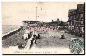 Old Postcard Mers les Bains the Walk of the Beach and the Casino