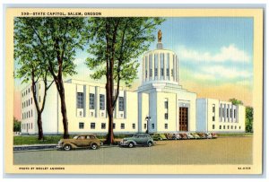 State Capitol Building Cars Scene Street Salem Oregon OR Vintage Postcard