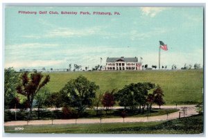 c1910 US Flag, Pittsburg Golf Club, Schenley Park Pittsburg PA Postcard
