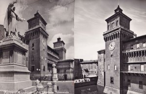 Ferrara City Clock Castle Este Chateau Des Italian RPC 2x Postcard