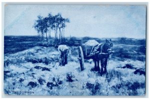 c1910 On The Common Horse Carriage Unposted Antique Delft Tuck Art Postcard