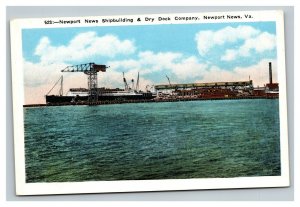 Vintage 1930's Colorized Photo Postcard Newport News Shipbuilding & Dry Dock VA