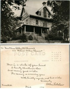 VINTAGE RPPC REAL PHOTO POSTCARD - HOUSE IN MAPLES , INDIANA (?)