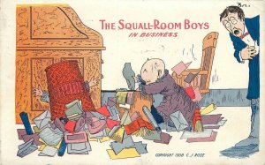 Postcard C-1914 Comic Humor Squall Room Boys in business 23-3008