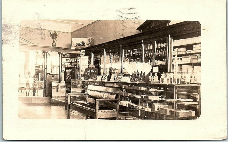 RPPC OR McMinnville Drug Store APOTHECARY Interior 1915 Real Photo Postcard #1