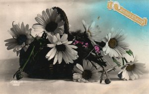 Vintage Postcard Anniversary Greeting Card  Flower Design Special Celebration