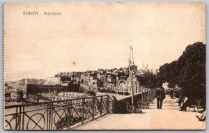 MALTA 1920 Postcard Barracca Gardens Harbour City