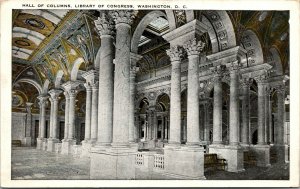 Vtg 1920s Hall of Columns Library of Congress Washington DC Unused Postcard