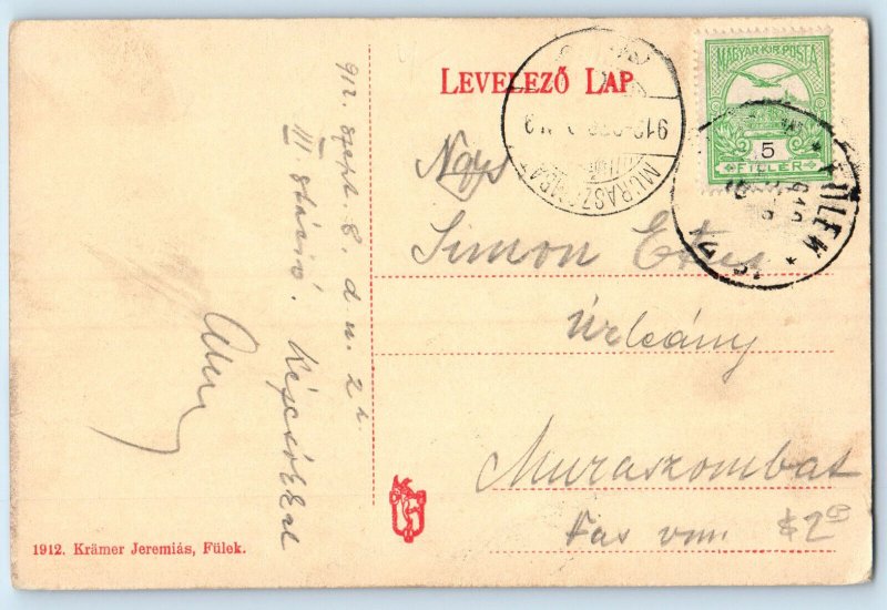 Nógrád County Slovakia Postcard View of Castle of the Ears 1912 Antique Posted