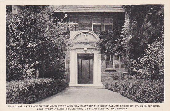 Principal Entrance Of Monastery St John Of God Los Angeles California Albertype