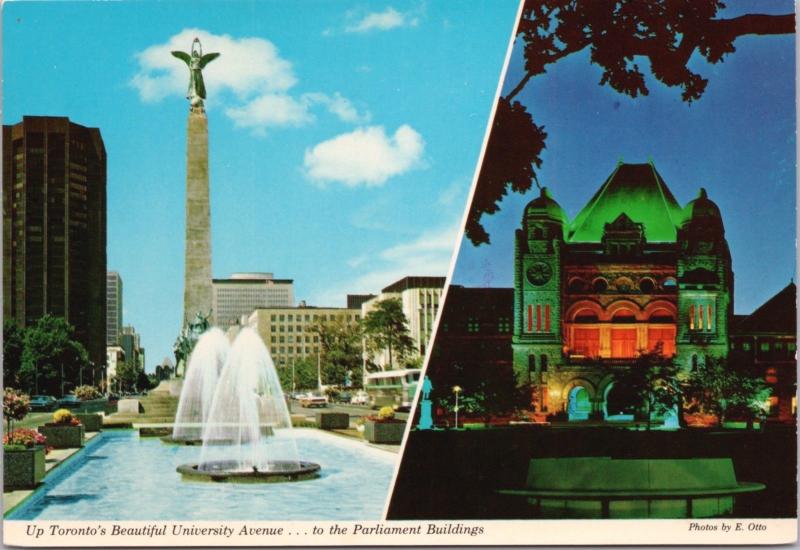 University Avenue Toronto Ontario ON Parliament Multiview Vintage Postcard D43