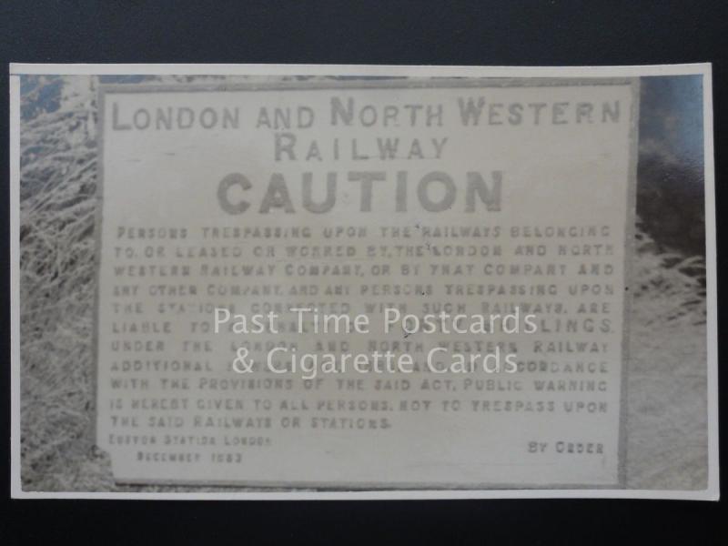 London and North Western Railway LNWR CAUTION SIGN at Llanfoist - RP Photocard