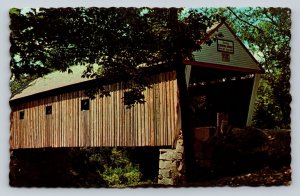 Lovejoy Covered Bridge Ellis River SOUTH ANDOVER Maine Vintage Postcard A108