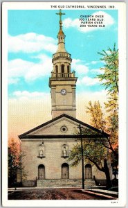 Old Cathedral Vincennes Indiana IN Church Over 100 Years Old Parish Postcard