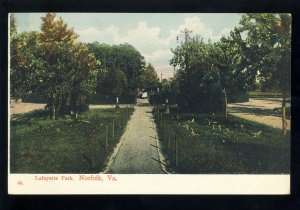 Norfolk, Virginia/VA Postcard, Lafayette Park, 1920's?