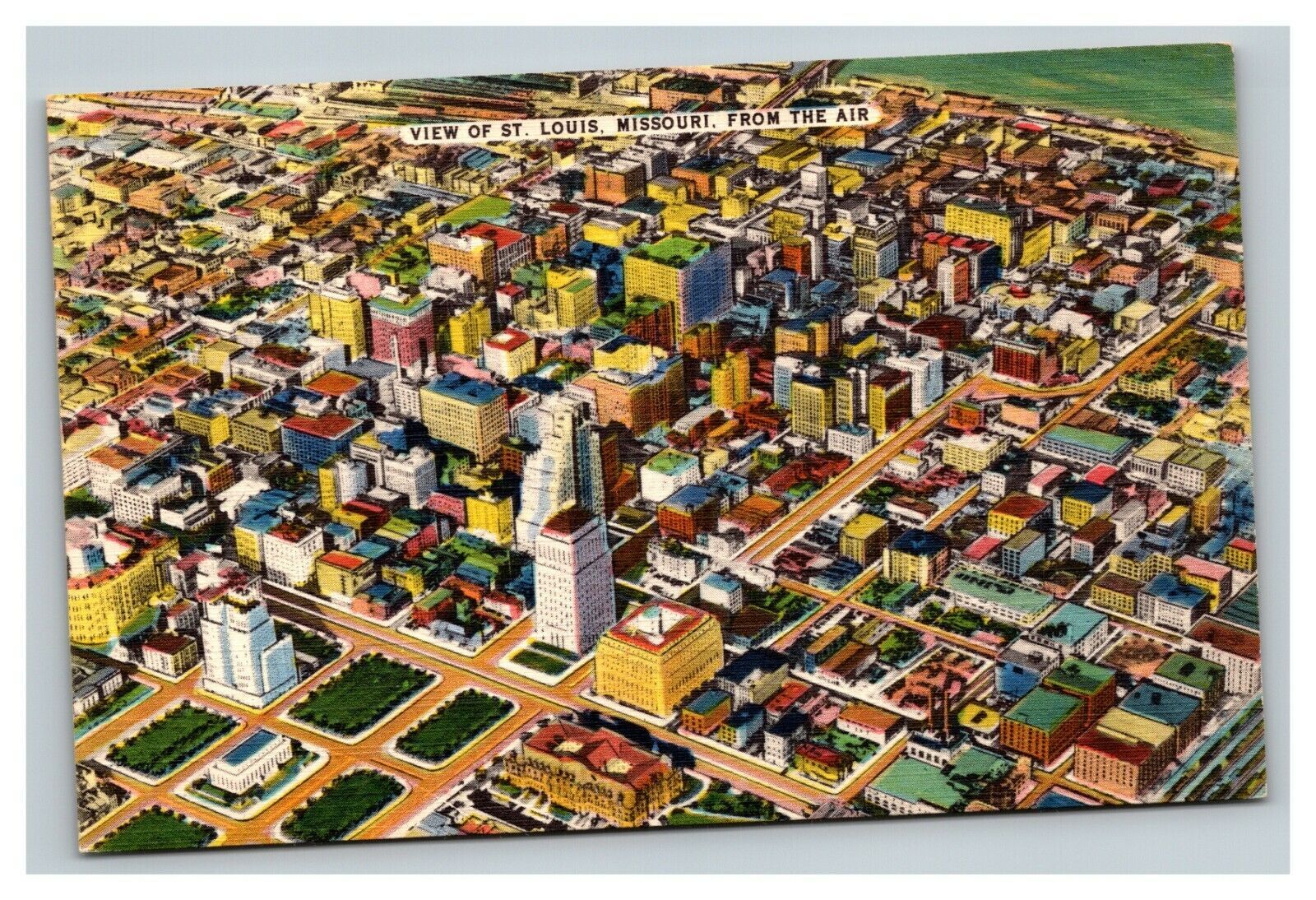 Vintage 1940's Postcard Aerial View of Downtown St. Louis Missouri ...