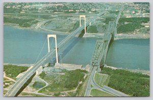 Postcard Quebec Canada Pierre Laporte Old  Bridge River 1960s View