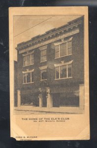 WICHITA KANSAS THE HOME OF THE ELKS CLUB LODGE VINTAGE POSTCARD 1908