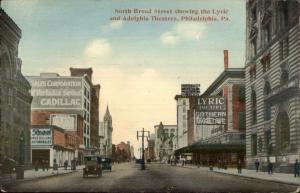 Philadelphia PA North Broad St. Visible Old Signs c1910 Postcard