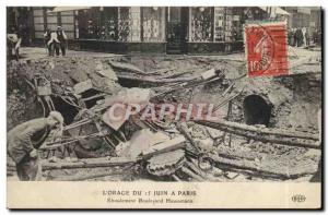 Old Postcard L & # 39Orage From June 15 Boulevard Haussmann in Paris Landslide