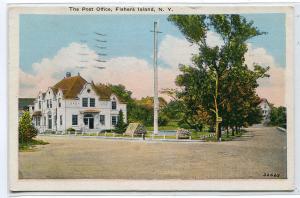 Post Office Fishers Island New York 1942 postcard
