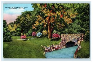 Bridge In Sinnissippi Park Rockford IL Illinois Postcard (T9)