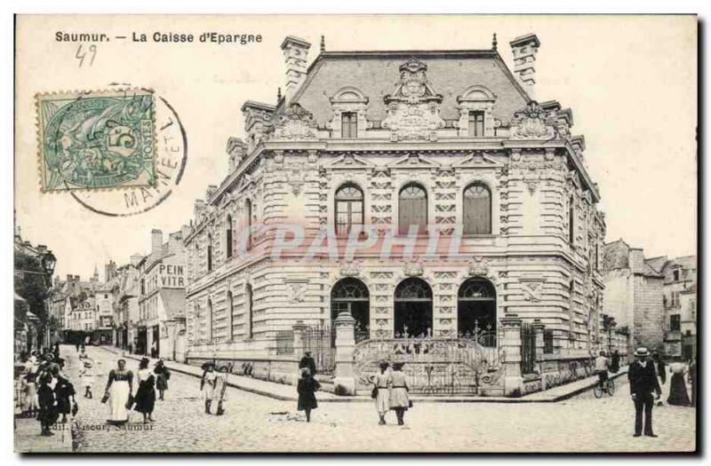 Old Postcard Bank Caisse d & # 39Epargne Saumur