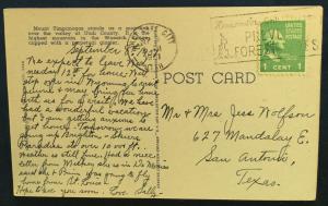 Postcard Used 994-Mt Timpanogos from Memorial Park Provo UT LB