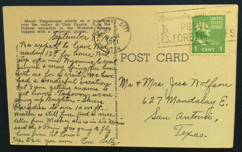 Postcard Used 994-Mt Timpanogos from Memorial Park Provo UT LB