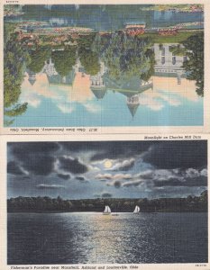 Ohio Fishermans Paradise Mansfield 2x Linen Postcard s